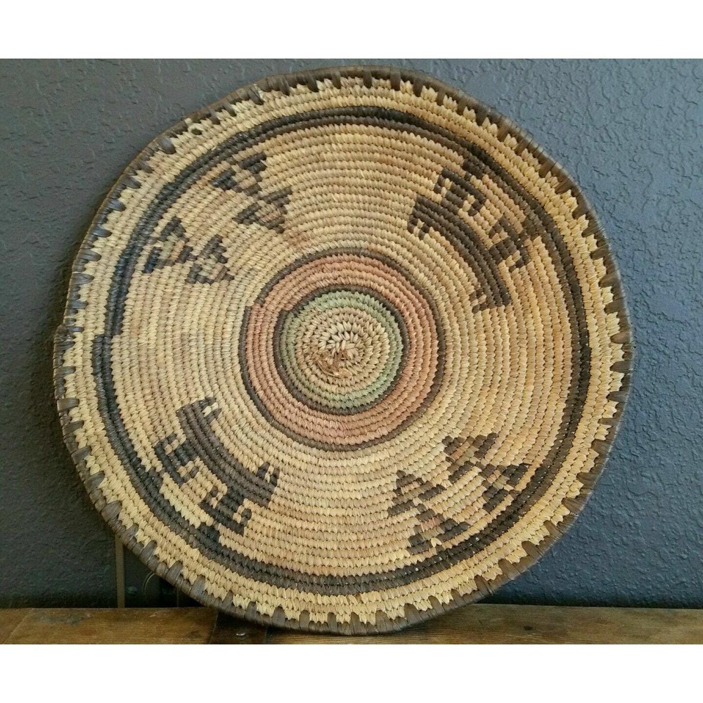 Beautiful Antique 13in African Intricate Woven Basket